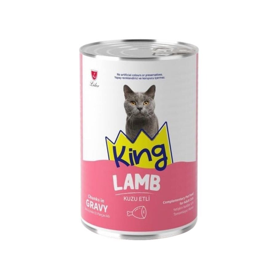 King Sos İçinde Et Parçacıklı Kuzu Etli Yetişkin Kedi Konservesi 400 GR | SRC: Barcode: 8698995037884